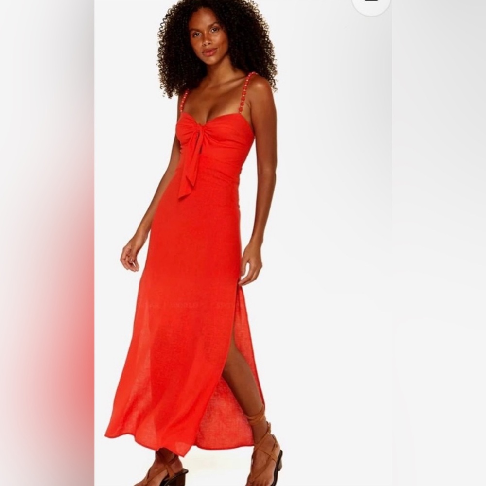 Vix Solid Kate Linen-Blend Midi Dress - Picture 2 of 6